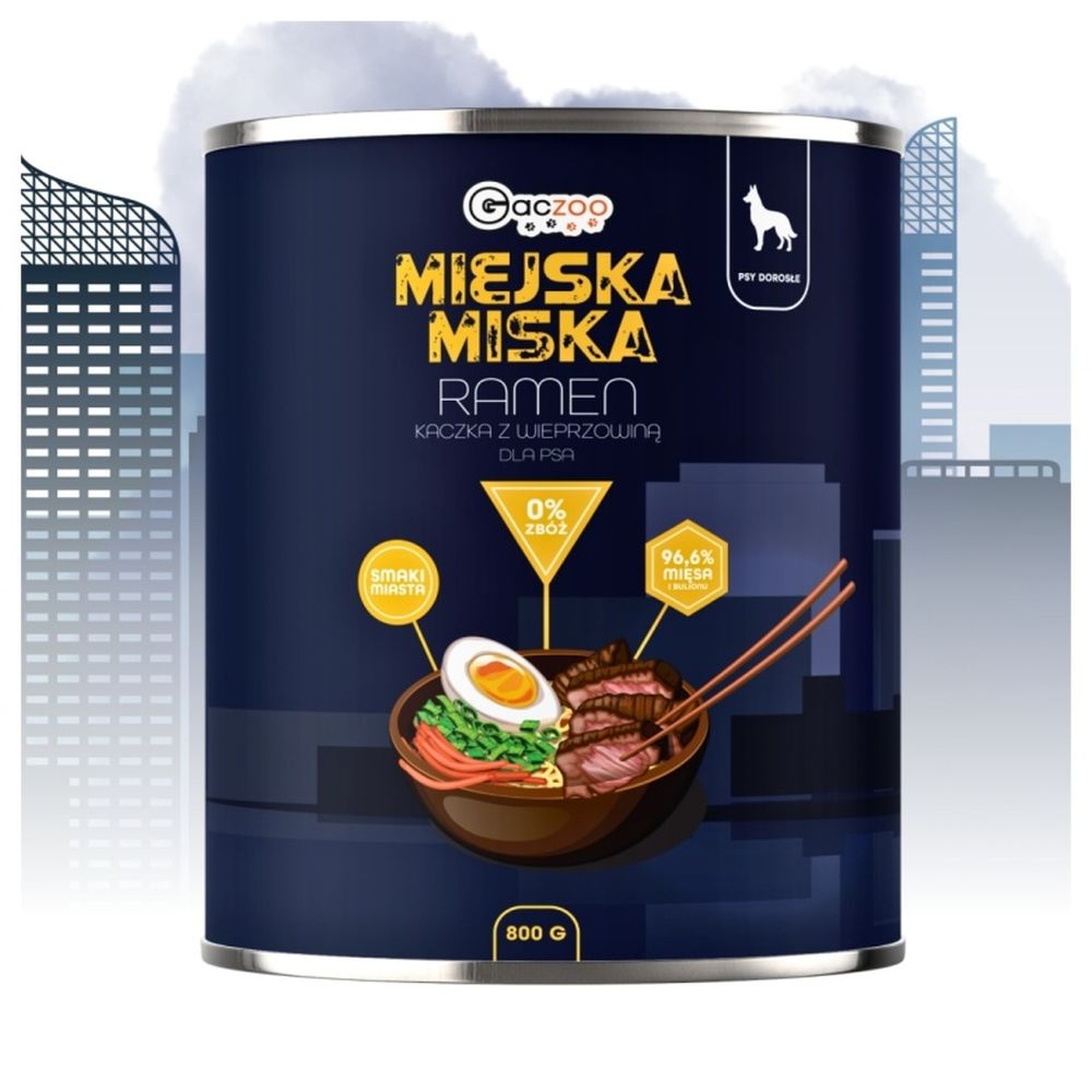 Gaczoo Miejska Miska karma mokra dla psa Ramen Style 800g